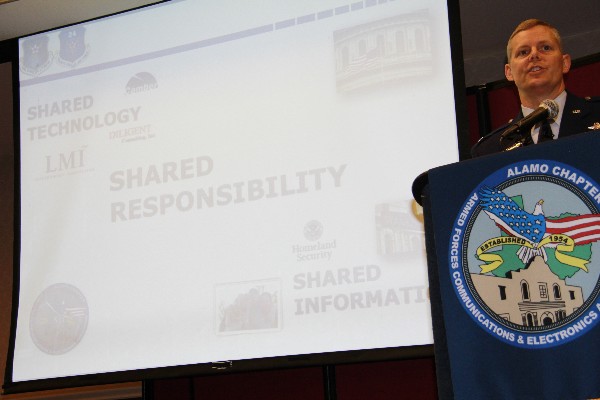 Col. Richard Lipsey, USAF, vice commander, 24th Air Force, serves as the chapter’s keynote speaker in May, calling on private industry and government to share responsibility for deterring threats and safeguarding networks.